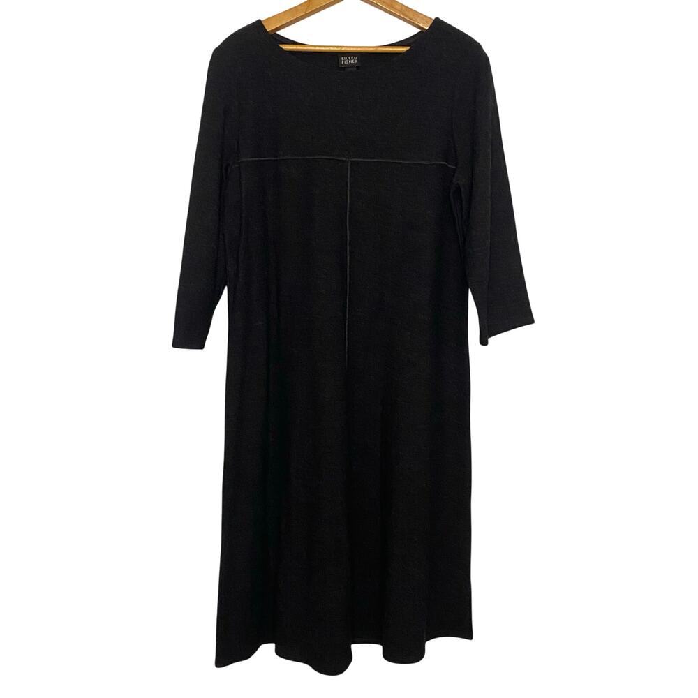 Eileen Fisher Wool Gray Maxi Dress Minimalistic Normcore Medium Office Work‎